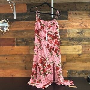 Reformation Pink Floral Midi Dress